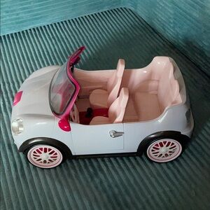 Battat 6” Lori doll pink & white convertible car with working FM radio